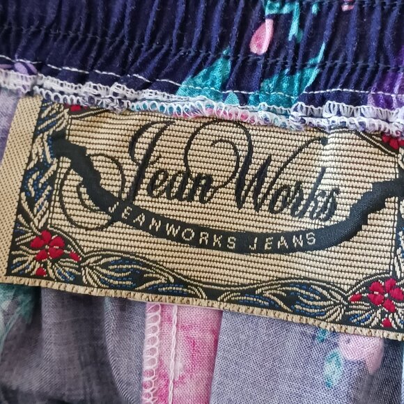 Jean Works Women's Long Summer Skirt Floral Design Size S/P Light Weight Blue - Picture 5 of 8